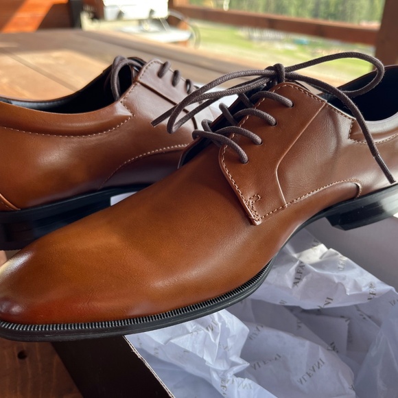 New Alfani Dark Tan Men’s Dress Shoe NIB Size 7.5 - Picture 2 of 6